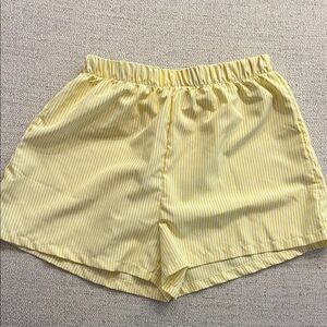 SHEIN Yellow Stripe Elastic-Waist light weight Shorts